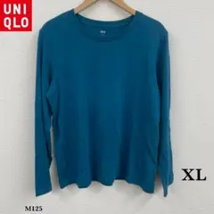 美品❗️『ユニクロ』 ストレッチ コットン クルーネック T【XL】グリーン