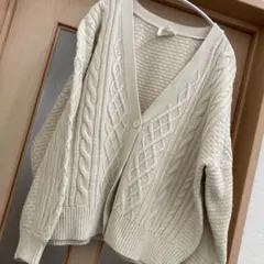 美品myke ケーブルニット カーディガン アイボリー
