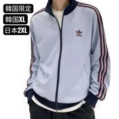 adidas トラックジャケット ワッフル ライトグレー 韓国限定 XXL