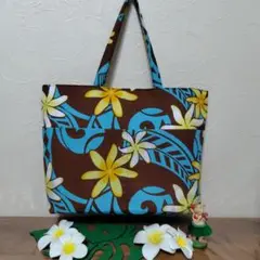 ハワイアン♥ティアレ柄トートバッグ♥ハンドメイド♥
