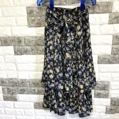【axes femme 】アクシーズファーム美品プリーツフレアスカート(M)花柄