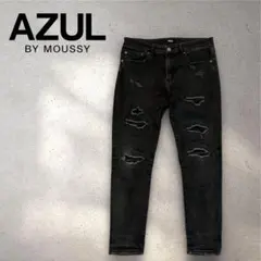 AZUL BY MOUSSY ブラック　デニム　ダメージ　M