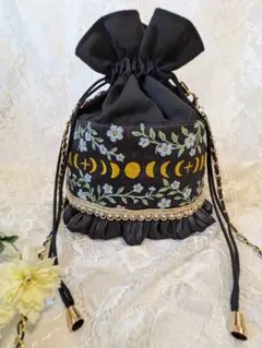 インド刺繍　巾着バッグ　サコッシュ　57