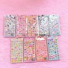 新品 ぷっくり立体シール まとめ売り ９枚 シール 可愛い フルーツ どうぶつ