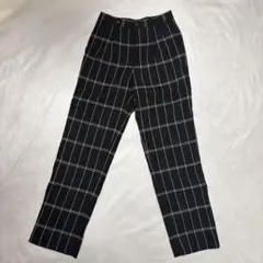 チェック柄 ストレートパンツ ブラック きれいめ レトロ 古着