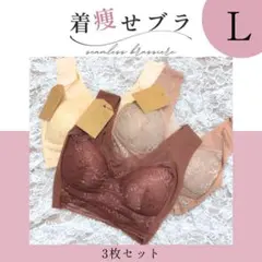 シームレスブラ3枚組　L　ノンワイヤー　ナイトブラ　小さく見せる　美乳　着痩せ