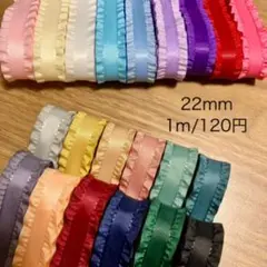両サイドフリルリボン 22mm幅 2m〜 カット販売 無地