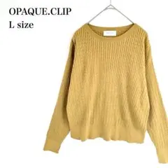 オペークドットクリップ/ニットセーター/ケーブル編み/クルーネック/L/薄手