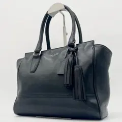 COACH トートバッグ ハンドバッグ キャリーオール レザー タッセル 黒