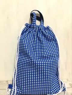 体操着袋/ギンガムチェック/青