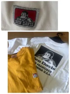 ◆Ben Davis◆２枚セット◆白＆マスタードTシャツバック　プリント刺繍 Mのサムネイル