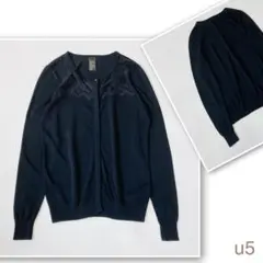 （u5）ソブ　カーディガン　黒　レース　サイズフリー　比翼仕立てのサムネイル