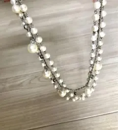 ホワイトパール多層ネックレス