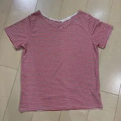 E hyphen world gallery ボーダーTシャツ リブ編み F 赤のサムネイル
