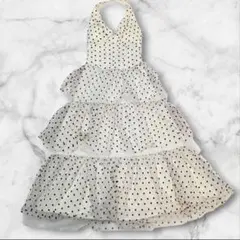 ホルターネック ティアードワンピース バレエコア ドレス　ドット　ロング丈　白
