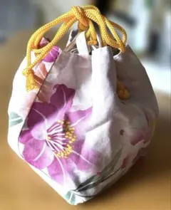 和装用巾着バッグ 花柄 ピンク
