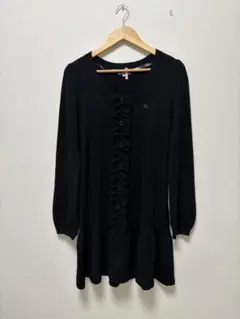 BURBERRY バーバリー ウール ワンピース ブラック 長袖 フリル 美品