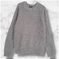 S0128　ユニクロ　リブニットセーター　長袖　M　黒白ミックス　通勤カジュアル