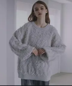 モヘアライクフリンジデザインニット　spielio シュピーリオ　aran