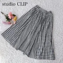 スタディオクリップ　ロングスカート　チェック柄　コットン100　ウエストゴム