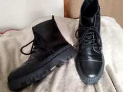 ブラックレースアップブーツ 厚底