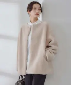 UNFILO ノーカラー　ボア　ジャケット