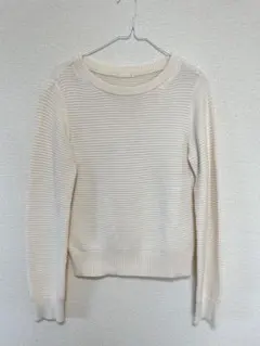 アイボリー リブ編み 長袖セーター Mサイズ