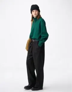 完売サイズ◾️中古◾️gu チノバレルレッグタックパンツ XS 黒