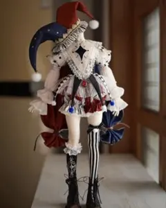 【ドール】ピエロ②赤青 洋服 道化師 サーカス MDD SDM 1/4 bjd