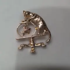 猫 金魚鉢ブローチ