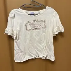 axes femme kids 120 袖レース付刺繍カットソー Tシャツ 白のサムネイル