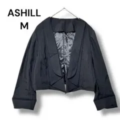 アシール　薄手　ジャケット　ガウン　Ｍ　黒　長袖　光沢　カジュアル　ボレロ