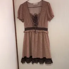 axesfemme花柄 半袖ワンピース ベージュ