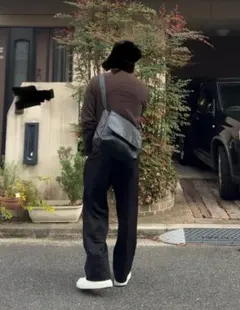 Vintage レザー　ショルダーバッグ　ブラック　黒