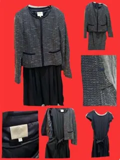 ネイビー ツイード ワンピーススーツ