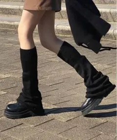 ブーツカットニットレッグウォーマー BLACK