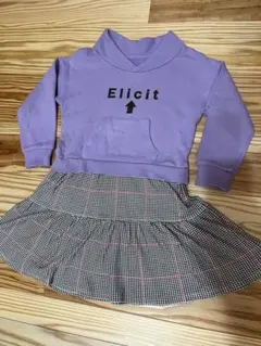 紫色 襟付き ワンピース110.