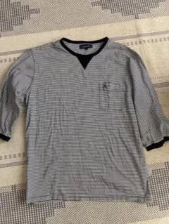 状態良好 日本製★バーバリーBURBERRY 七分袖カットソー 2L ボーダー★