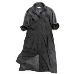 美品 マーガレットハウエル リネン ロング スキッパーシャツワンピース 透け感