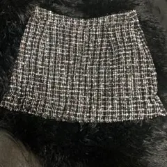 Dazy ブラック マルチカラー タイトスカート M 水色、ピンク ツイード柄