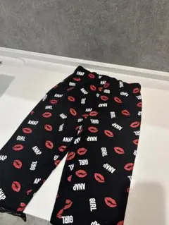 ANAP GIRL ロングパンツ 黒 赤い唇 Sサイズ