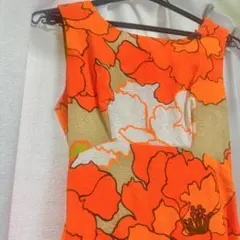 ノースリーブワンピース　70s ネオンオレンジ