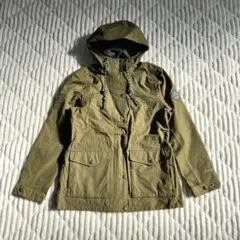 【a3864】エディーバウアー 未使用級 ナイロンジャケット オリーブ色 牛革
