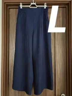 クロップド ワイドパンツ ガウチョ ウエストゴム L