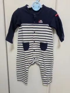 ミキハウス ボーダー接結天竺カバーオール　 80