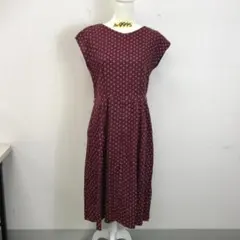 レディース ハンドメイド 美シルエット 花柄 ワンピース エンジ色