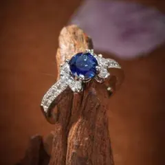 【大き目サイズの16号/送料無料】ラウンドパヴェCZリングBluSV