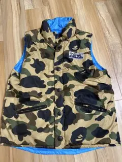 A BATHING APE 迷彩柄 リバーシブルダウンベスト130