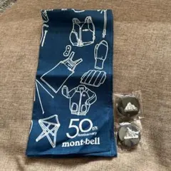 モンベル50thバンダナと会員入会特典ピンバッヂ