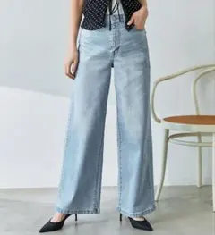 SOMETHING LISAワイドハイウエストストレッチ ライトブルー Sのサムネイル